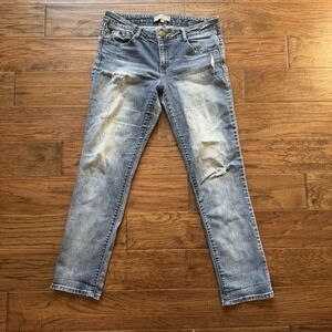 Wit & Wisdom Jeans Size 8 Womens Skinny Mid Rise Blue Denim Distressed